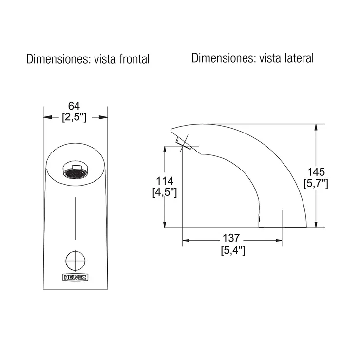  Llave lavatorio electrónica A Baterías Argos 1.9L  TV-296 1.9 HELVEX